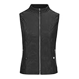 Damen Steppweste Stehkragen Slim Fit Leichte Reißverschluss Gepolsterte Weste Steppweste Reißverschluss Puffer Weste mit Taschen 2025, Schwarz , L