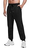 PINSPARK Herren Jogginghose Baumwolle Sporthose Warme Trainingshose Fleece Gefütterte Sweathose Jogger Freizeithose Sweatpants Thermohose mit Taschen Winter Schwarz L