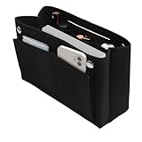 APOMOONS Filz-Taschenorganizer 24x15x8cm, Taschen Organizer Shopper Handtaschen Organizer Taschenorganizer Shopper, Taschen Innen Organizer Innentasche für Handtaschen mit Mehreren Fächern (Schwarz)