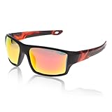 Hihaha 1 Stk Motorradbrille Tri-Acetel Cellulose PC UV400 Fahrradsonnenbrille Rote Gläser Schwarzer Rahmen