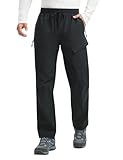 baleaf Wanderhose Herren Thermohose Softshellhose Wasserabweisend Cargohose Outdoorhose Trekkinghose Skihose MTB Hose Lang Fahrradhose Winter Schwarz L