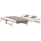 vidaXL Tagesbett Ausziehbar Sofa Gästebett Sofabett Bett Bettsofa Holzbett Schlafsofa Ausziehbett Bettgestell 2X(100x200) cm Massivholz Kiefer