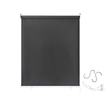 AUFUN Außenrollo Balkon Outdoor Rollo Wetterfest 100 x 140 cm Outdoorrollo Sonnenschutz Balkonrollo UV Schutz, Reflektierende Thermofunktion für Fenster & Türen, Anthrazit