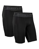 DANISH ENDURANCE Herren-Kompressionshose, Trainingshose, Tights mit Tasche, 2er Pack (Schwarz, M)