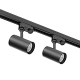 3-Phasen-Schienenset NEXTRACK - Schienensystem Komplett-Set mit 2x GU10 Lampe und Schiene, Stromversorgung + Kappe (Schwarz, Schiene 1 Meter)