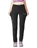 donhobo Damen Outdoorhose Winddicht Wasserdicht Wanderhose Sommer Schnell Trockend Camping Funktionshose Trekkinghose (Schwarz,L)