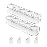 Flaschenwandregal – kleines Acryl-Kühlschrank-Flaschenregal, transparenter unscharfer Halter | Aufbewahrung von Flaschen mit 5 Ebenen mit doppelseitigen Aufklebern, 2 Wandgittern mit 2 m
