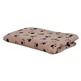 Kerbl Pet Hundedecke Stella mit Pfotenmuster, Kuscheldecke für Körbchen / Sofa / Bett, Fleecedecke, 140 x 100 cm, Beige