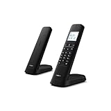 Philips M4702B/12-2 DECT-Schnurlostelefon, 4,6 cm (11,6 Zoll), LCD-Display, Hintergrundbeleuchtung, Agenda 50 Zahlen, Freisprecheinrichtung, programmierbare Tasten, HQ-Sound - Schwarz (kompatibel: ES,