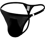 Faringoto Marke G-Strings Herren Dessous Panties Solid Ice Silk Thongs, Schwarz , Einheitsgröße