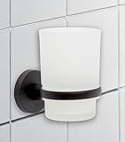 IPEA Zahnputzbecher Selbstklebender zur Wandmontage - Kein Bohren erforderlich - Modernes Design - Zahnbürstenhalter für Zahnbürsten und Zahnpasta für Bad, Dusche, Zuhause – Schwarz-Halterung zur Wand