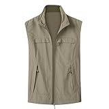Générique Lässige Steppweste für Herren, schmale Passform, bequem, für Herbst und Winter, warme und leichte Weste, kaki, XXXL