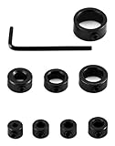 QWORK Bohrer Tiefenanschlag Set, Bohrer Positionierer Bohrer Ring Ø 3/4/5/6/8/10/12/16 mm mit Sechskantschlüssel für Bohrer Holzbearbeitung | Schwarz | 9 Stk