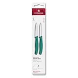 Victorinox Swiss Classic, Schäl- und Gemüsemesser Set, 2teilig, Extra Scharfe Klinge, Gerader Schliff für Präzise Schnitte, 8 cm, Rostfreier Stahl, Grün