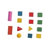 Milisten 14 Stück Teiliges Holzbaukasten Dreidimensionale Geometrische Bausteine Pädagogisches Lernspielzeug für Schulanfänger und Ab Jahren Farbige Formen Kreativität und Zufällige Farbe