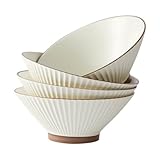 Jiwoo Ramen Schüssel Set 4-teilig Suppenteller Ø 20cm Tiefe Teller Set Hochwertige Bowl Schüssel mikrowellen spülmaschinengeeignet, Japanische Suppenschale für Ramen Suppe Salat Spaghetti