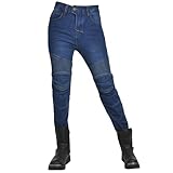 HOMDECR Herren/Damen Slim Fit Motorrad Jeans Mit Protektoren Knie Und Hüftprotektoren Stretch Slim Fit Denim Motorradhose Cargo Motorradjeans Schutzhose Biker Pants (Blau,4XL)