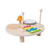 Holztrommel-Set, 4-in-1, multifunktionales Musikinstrument, Xylophon, Schaber, Glockentrommel mit Klopfstäben, Rhythmus-Beat-Set für Kinder, Weihnachtsgeburtstagsgeschenk