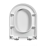 Flipped Warmth Toilettendeckel D-Form WC Sitz Mit Absenkautomatik, Klodeckel Mit Einstellbares Scharnier, Klodeckel Mit Quick-Release-Funktion Und Softclose, Einfache Reinigung, Weiß,02B