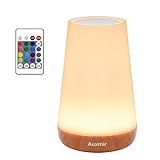 Auxmir Nachttischlampe 13 Farben 5 Modi, Nachtlicht Kinder mit Timing Funktion, LED Tischlampe USB Aufladbar Touch Dimmbar & Fernbedienung, Stilllicht Baby für Schlafzimmer Kinderzimmer Balkon Outdoor
