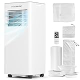 HAUSHOF Mobile Klimaanlage 9000BTU 4-IN-1, Kühlen/Entfeuchten/Lüften/Schlafen Klimagerät Mobil mit Abluftschlauch, Fernbedienung, Isolierhülle für Räume bis 30 m²