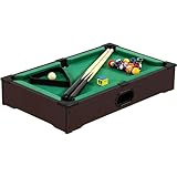 GAMES PLANET Mini Pool Billardtisch Nano inkl. Zubehör (2 Queues, Kugeln, Dreieck, Kreide), 3 Dekore, Maße: 51 x 31 x 10 cm