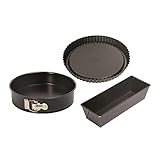 ORIGINAL KAISER Kaiser Classic Backform-Set 3-teilig Springform ø 26cm, Königskuchenform, Obstbodenform ø 30cm, Made in Germany mit Antihaftbeschichtung, Stahl, Black, 32 x 31 x 12 cm, 3-Einheiten