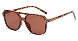 WJIAYAO Sonnenbrille Beliebte Sonnenbrillen for Damen im Vintage-Stil, Pilotenbrille, übergroße Herrenbrillen, Trends, Retro-Sonnenbrillen, UV400-Brille(Leopard Tea)
