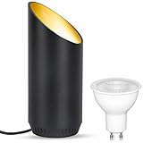 HUAEU LED Bodenstrahler – 6W Uplight Spot für Innenräume, Schwarz, Warmweiß 3000K, inkl. GU10 LED Lampen 500LM, Bodenleuchte mit Fußschalter (Schwarz, 1 Packung)