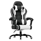JUMMICO “Jetstream” Gaming Stuhl Ergonomisch,Gaming Chair mit massagefunktion, Gasdruckfeder Bürostuhl 150KG,Weiß