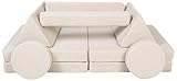 Velinda Spielsofa Modulsofa Spielmöbel modulares Kindersofa Bouclé-Stoff Bausteine-Set (Farbe: cappuccinofarben)