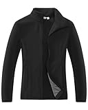 33,000ft Damen Fleecejacke mit Durchgehendem Reißverschluss Stehkragen Damen Leichte Fleece Jacke Antistatische Outdoor Damenjacke für Wandern und Freizeit, Schwarz M