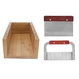 Bognajin 3-teiliges Seifenschneider-Set, Brotschneider mit geradem und gewelltem Edelstahl-Schneidemesser, DIY-Seifenherstellungswerkzeug für Anfänger, Naturholzgriff für einfachen Halt
