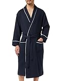 Amazon Essentials Herren Leichter Waffelpiqué-Bademantel (erhältlich in Big & Tall), Marineblau, XL-XXL