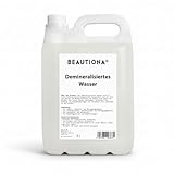 BEAUTIONA Demineralisiertes Wasser 5 L – Destilliertes & VE-Wasser gemäß VDE 0510 – Chemisch rein, kalkfrei – Für Auto, Kühler, Bügeleisen, Luftbefeuchter & Aquarium