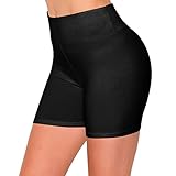 ALWAYS Damen-Fahrradhose mit hoher Taille, athletisches Training, Bauchkontrolle, Stretch, Laufen, Yogahose, SBK5-128 / Schwarz, Klein