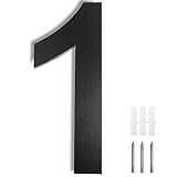 Meision Hausnummer Anthrazit Edelstahl Hausnummer RAL 7016 Feinstruktur Pulverbeschichtet aus Massivem Schrift Arial Mit Schrauben Höhe 20cm - Ziffer 1