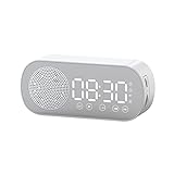 ZXSXDSAX Wecker Subwoofer Speaker Wireless Mirror Alarm Clock Multi Function 5.0 Bluetooth-Compatible FM Radio Accessories Support TF Card(White)