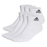 adidas Unisex Cushioned Sportswear Ankle Socks 6 Pairs, White/Black, 4.5-6