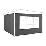 Relaxdays Seitenwände für Pavillon, 2er Set, HxB 2x3 m, Pavillonwand mit Fenster, wasserdicht, Seitenteile, grau