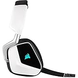 Corsair VOID ELITE Wireless-Gaming-Headset (virtueller 7.1-Surround-Sound, 2,4-GHz-WLAN mit geringer Latenz, 12 Meter Reichweite, anpassbare RGB-Beleuchtung mit PC, PS4-Kompatibilität) — Weiß