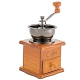 Manuelle Kaffeemühle, Retro Holz Kaffeemühle Manuell mit Keramik Mahlwerk, Einstellbare Mahlgrad (Grob/Mittel/Fein), Edelstahl Kaffeemühle Handmühle für Zuhause, Büro und Reise