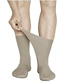 vitsocks Herren Diabetikersocken extra weit ohne Gummi Bund Socken (3 PAAR) Breiter Schaft für geschwollene Füße, Baumwolle, beige, 44-46