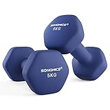 SONGMICS Kurzhanteln 2er Set 2 x 5kg Hanteln Set Hanteln Hexagon Neopren Beschichtung Krafttraining Workout Fitness Training Zuhause Hafen Blau SYL910Q01