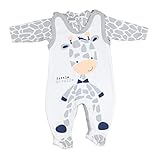 TupTam Baby Mädchen Jungen Strampler mit Langarmshirt Aufdruck Spruch 2 teilig, Farbe: Giraffe, Größe: 68