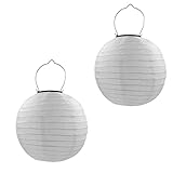 Qedertek Lampions Solar Außen 2 Stück 20cm LED Laterne Wasserdicht Nylon Hängende Gartenlaterne Beleuchtung für Garten, Terrasse, Hochzeit, Fest Deko (Warmweiß)