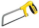 Stanley Mini-Metallsäge 1-15-317 (Metallbügelsäge mit Bi-Material-Pistolengriff, 150 mm Sägeblatt, 18 kg Sägeblattspannung, 32 Zähne/Inch)