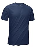 KEFITEVD Rashguard Herren Kurzarm UV Schutzkleidung Dünn Leicht Polyester Sport Outdoor Top Männer Sommer T-Shirt Dunkelblau L