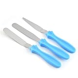 NIXNUT 3-teiliges Zuckerguss-Spatel-Set, Sahne-, Butterglatter, Schaber, Edelstahl, abgewinkelte Palette für Kuchen, Zuckerguss, Dekoration, Backen