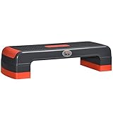 HOMCOM Aerobic-Stepper Steppbrett höhenverstellbar Fitness Heimtrainer mit 3 Stufen (10/15/20 cm) Indoor Outdoor Belastbarkeit bis 150 kg 78 x 28 x 10-20 cm Rot